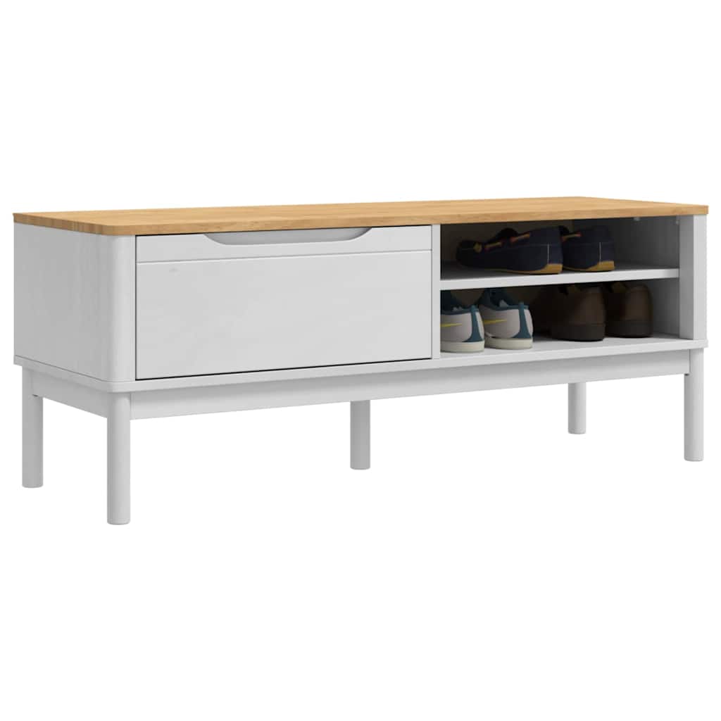 Gangbenk med skuff FLORO Hvit 115 x 40 x 45 cm Massiv furu
