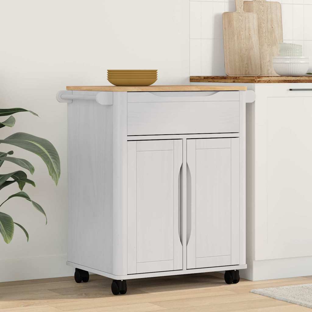 Kjøkkenvogn FLORO Hvit 72,5 x 45 x 80 cm Massiv furu