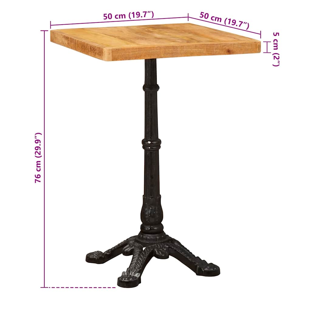 Bistrobord Brun 50 x 50 x 76 cm Massiv mango tre