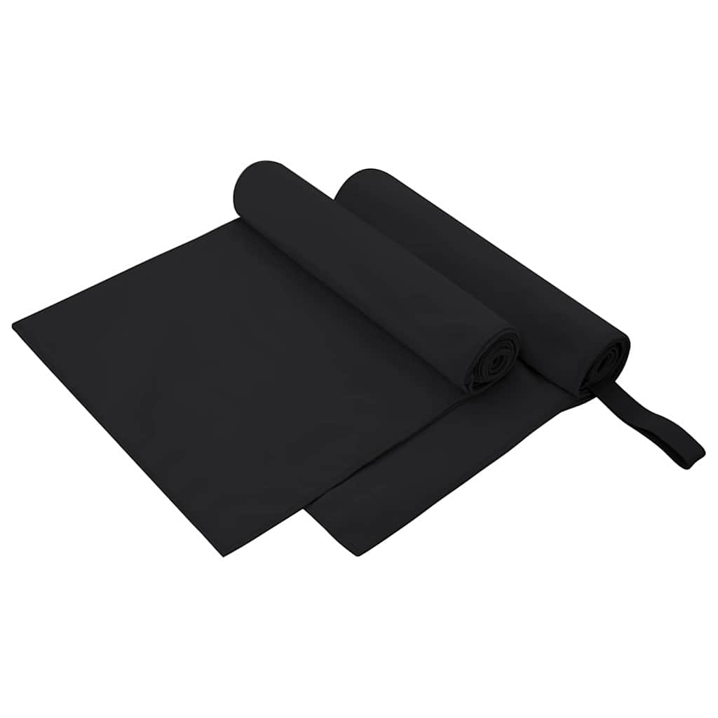 Sportshåndklær 2 pcs Svart 100 x 50 cm Polyester og polyamid