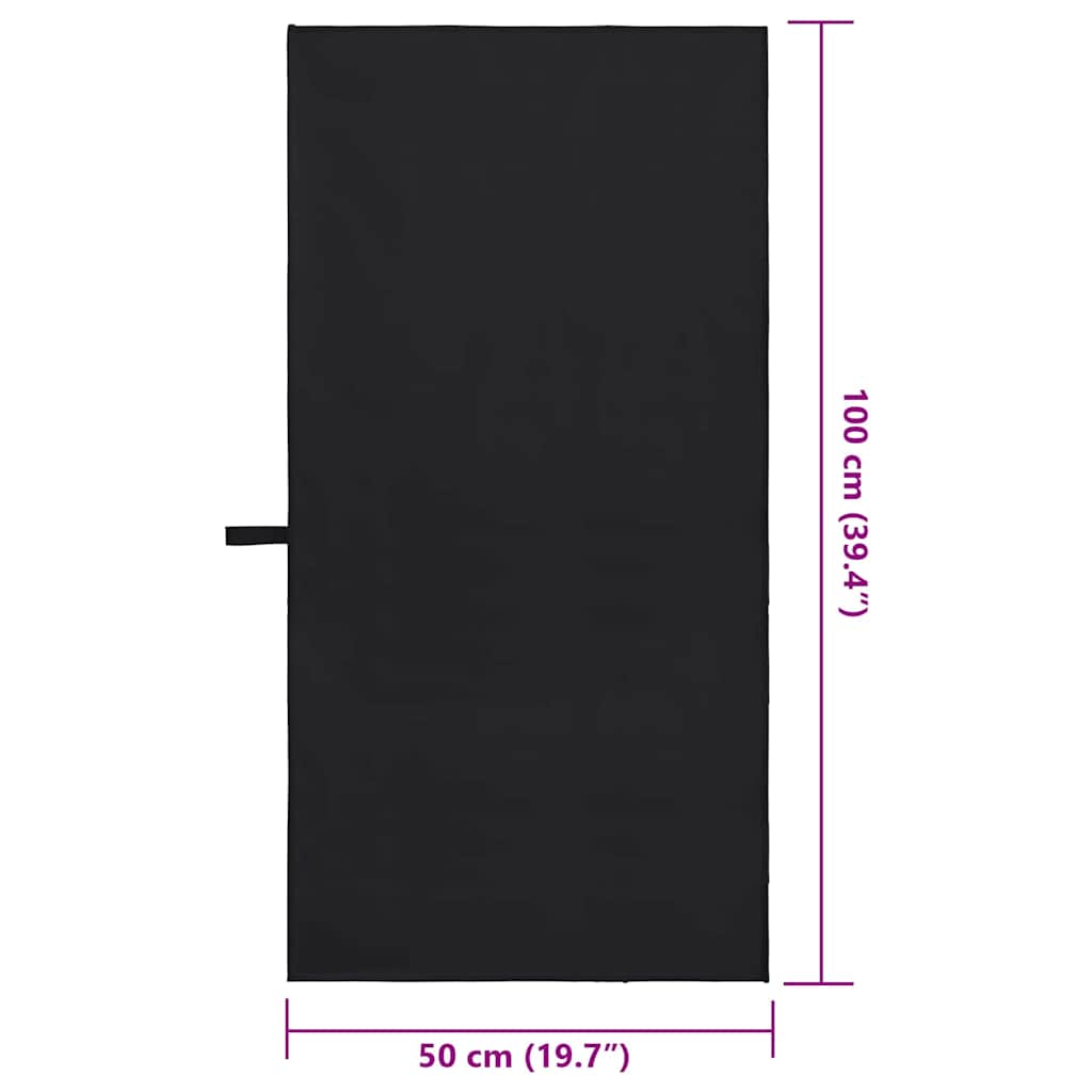 Sportshåndklær 2 pcs Svart 100 x 50 cm Polyester og polyamid