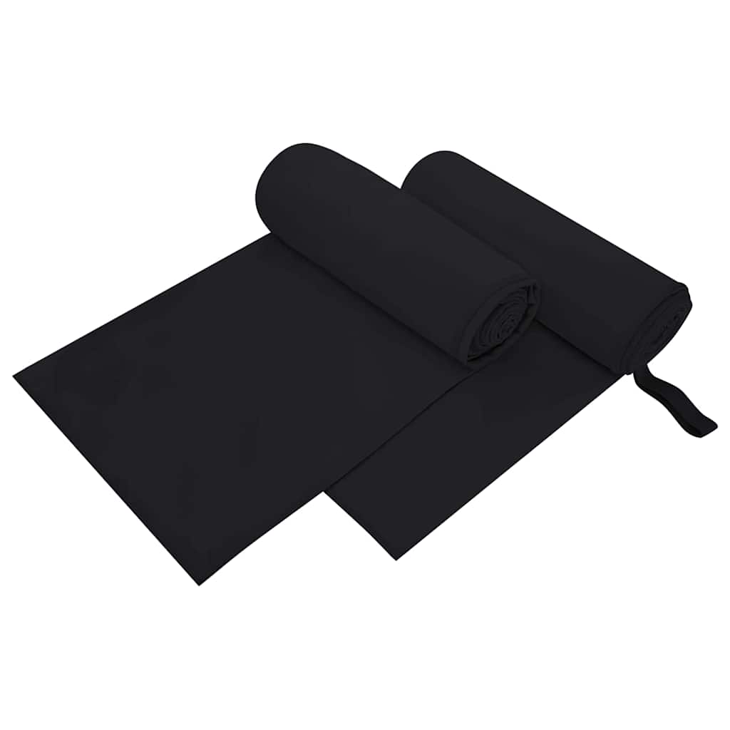 Sportshåndklær 2 pcs Svart 200 x 100 cm Polyester og polyamid