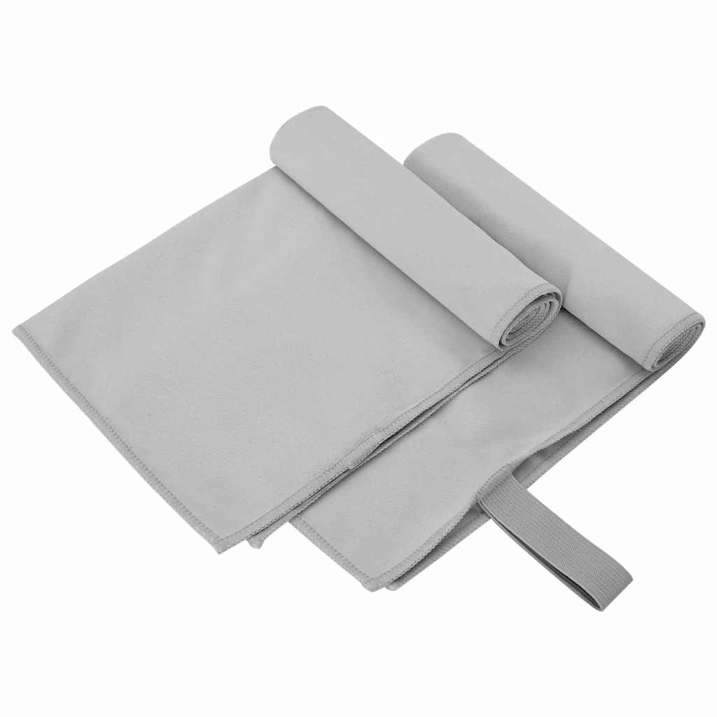 Sportshåndklær 2 pcs Grå 50 x 30 cm Polyester og polyamid