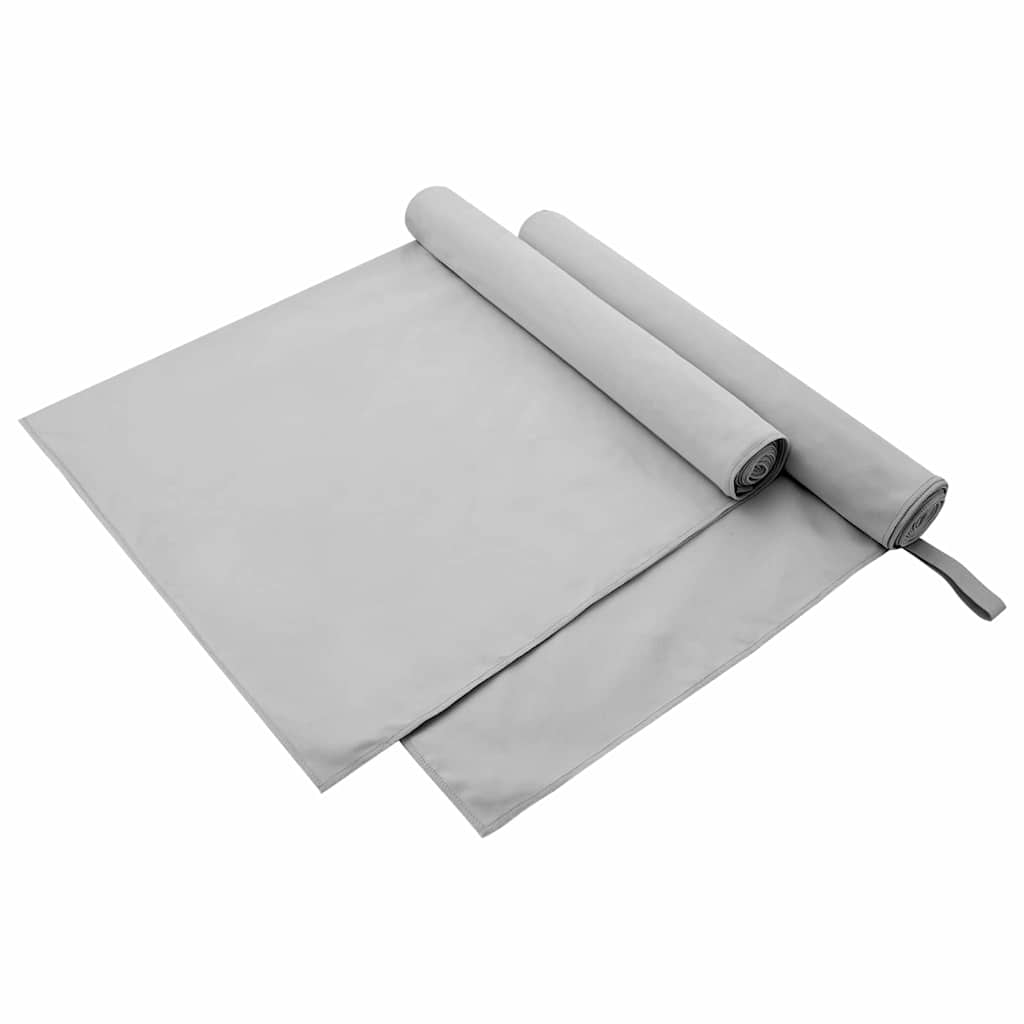 Sportshåndklær 2 pcs Grå 180 x 90 cm Polyester og polyamid