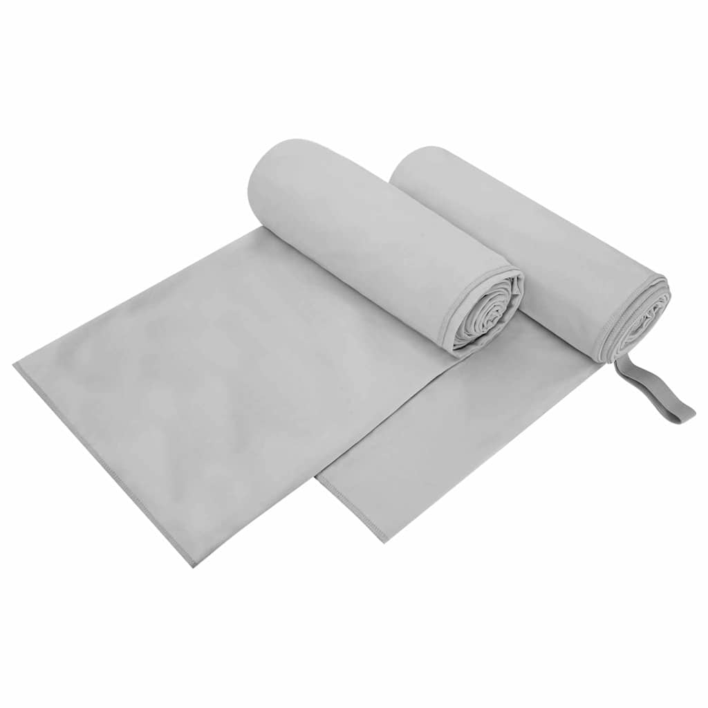 Sportshåndklær 2 pcs Grå 200 x 100 cm Polyester og polyamid