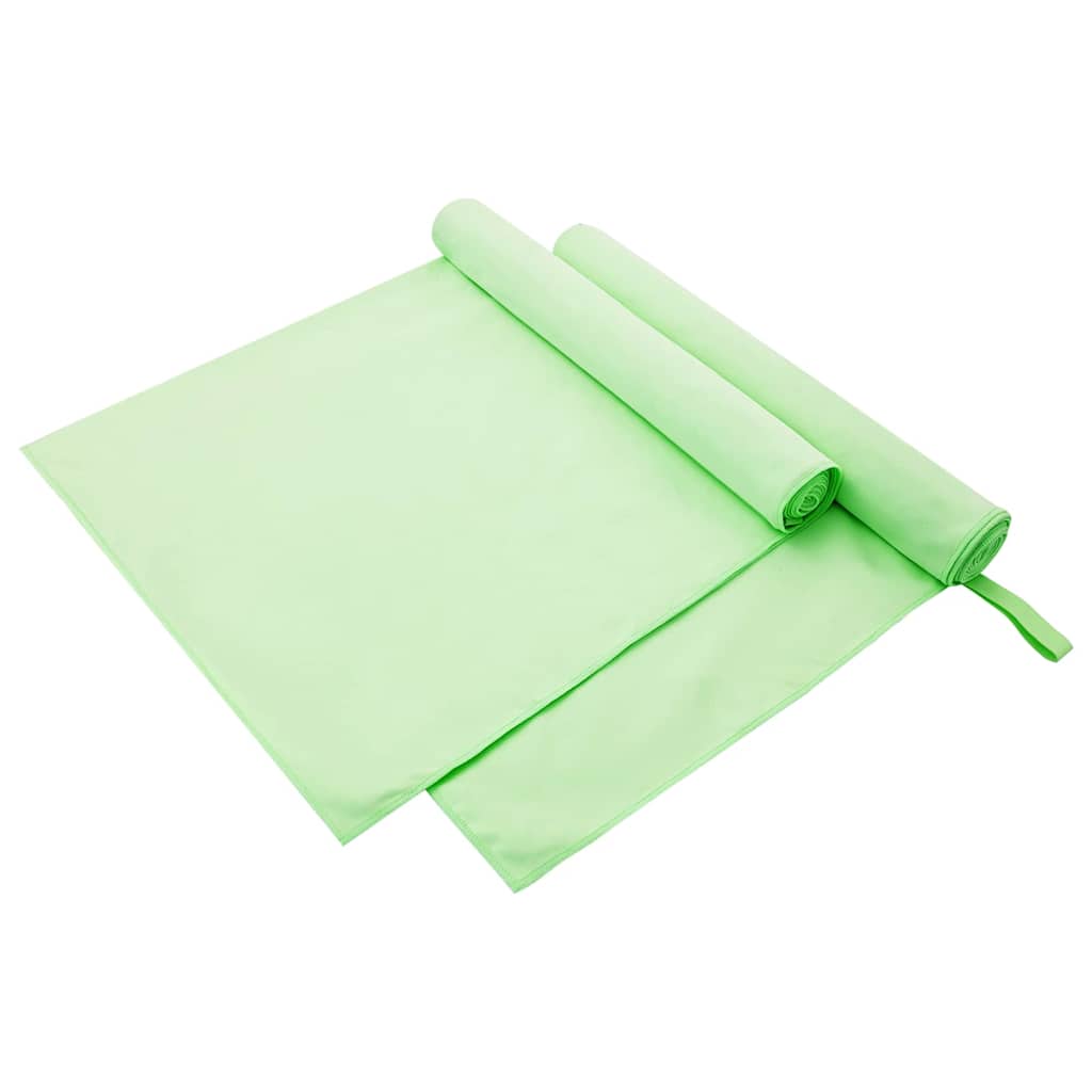 Sportshåndklær 2 pcs grønn 180 x 90 cm Polyester og polyamid
