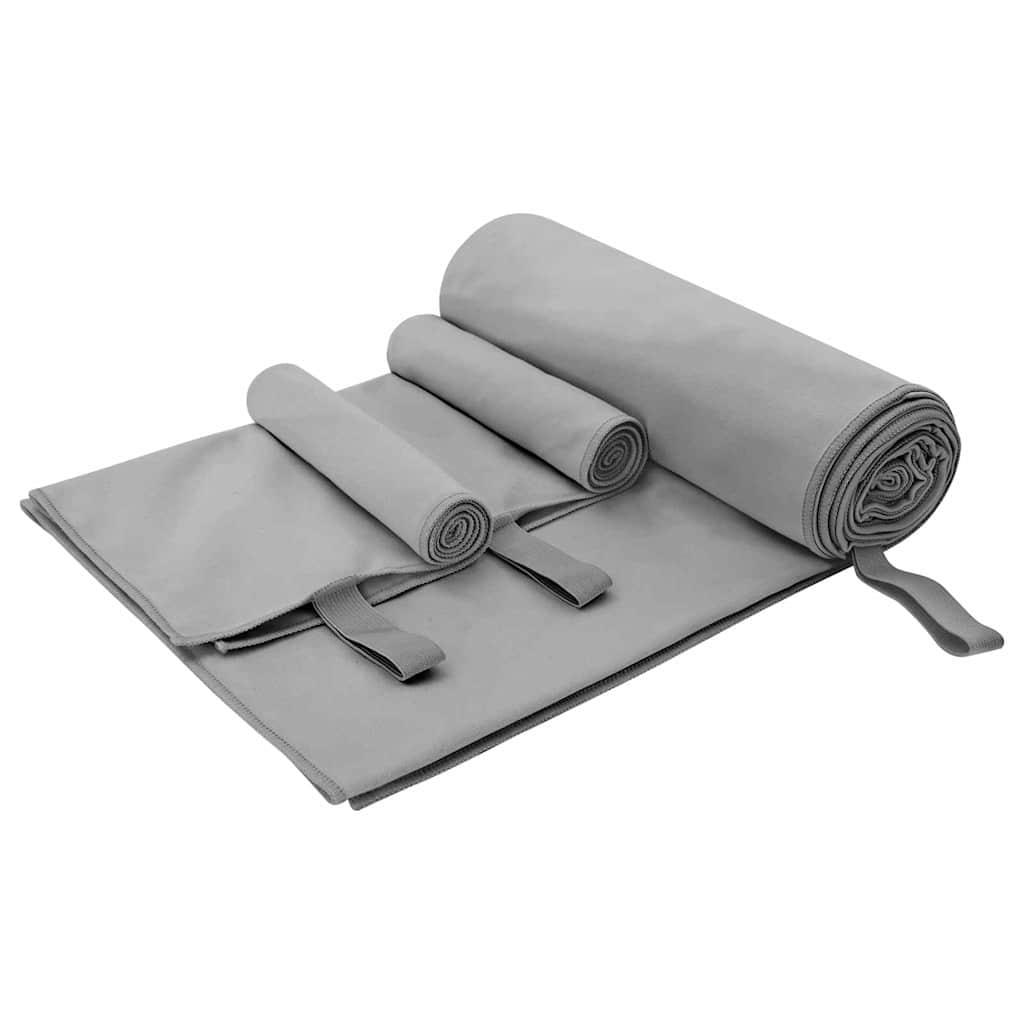 Sports håndklesett 3 pcs Mørkegrå Polyester og polyamid