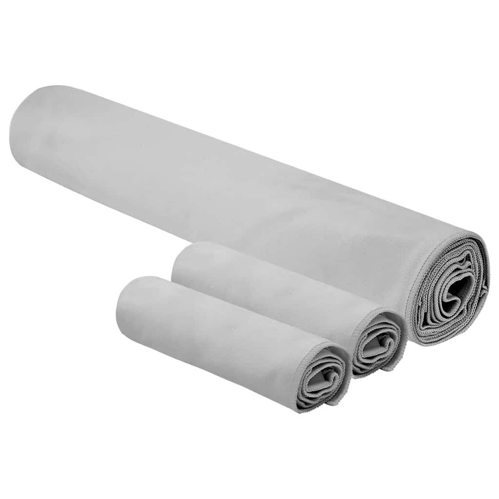 Sports håndklesett 3 pcs Grå Polyester og polyamid
