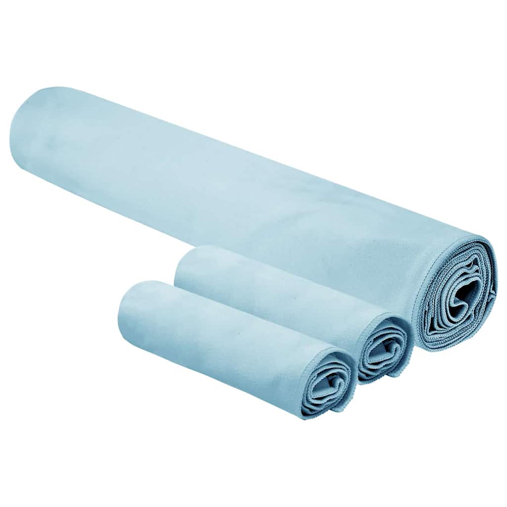 Sports håndklesett 3 pcs Blå Polyester og polyamid