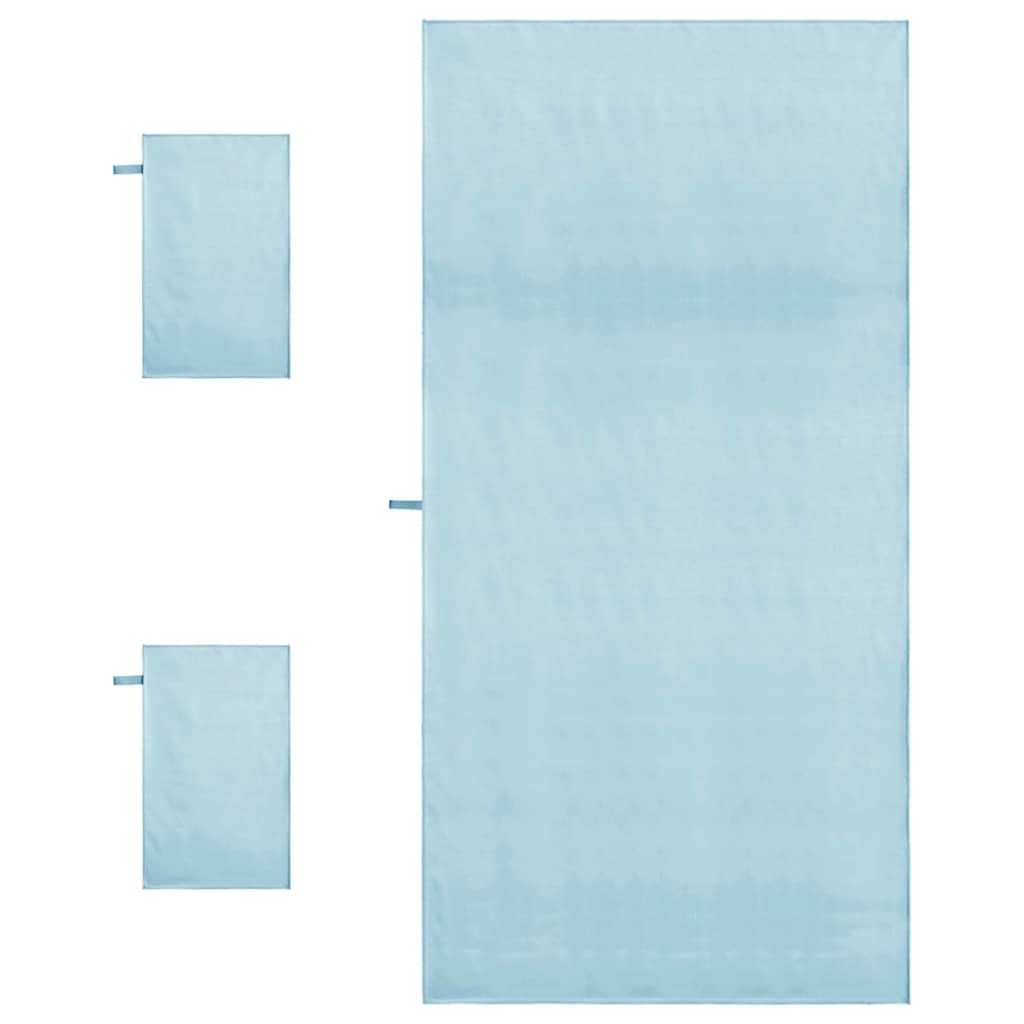 Sports håndklesett 3 pcs Blå Polyester og polyamid