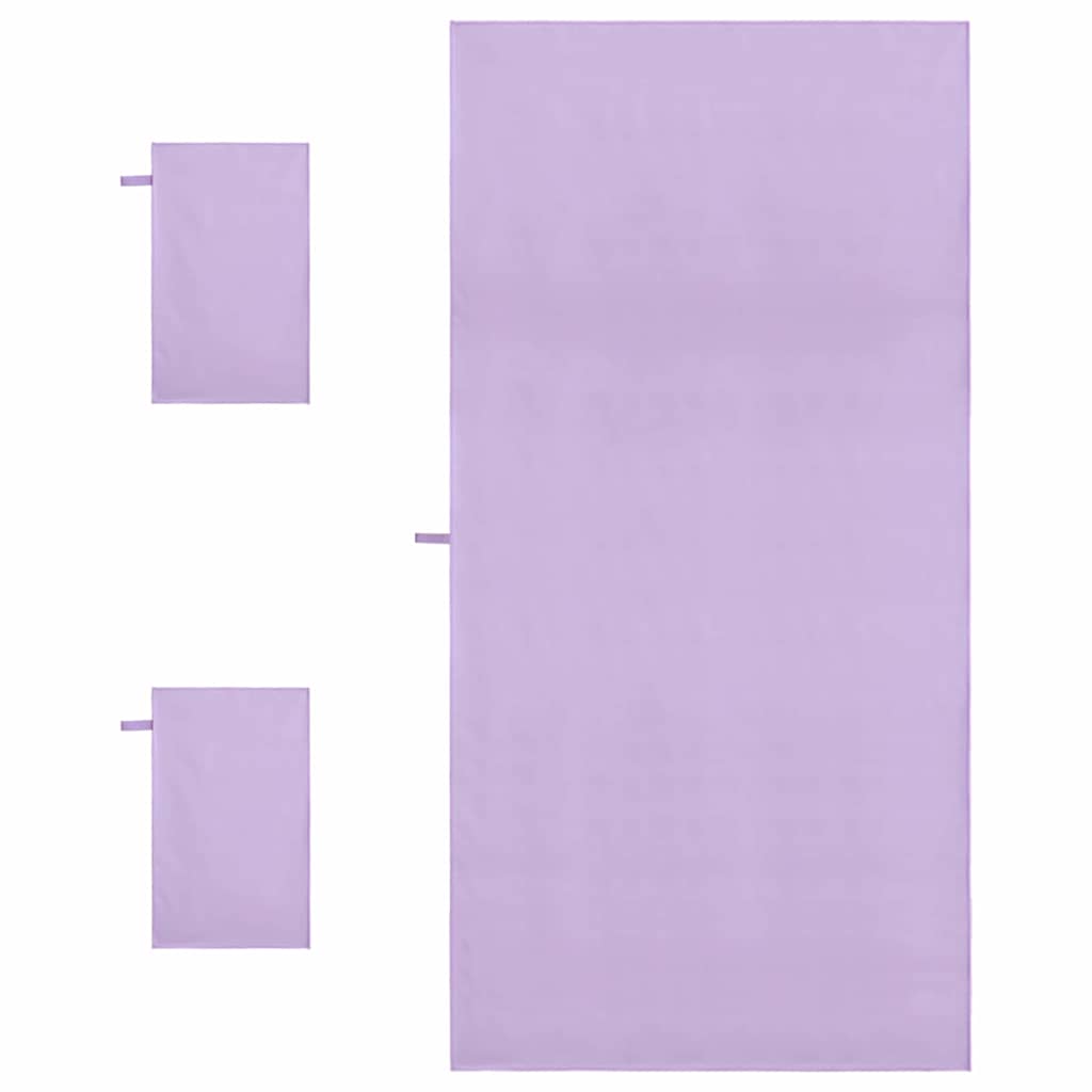 Sports håndklesett 3 pcs Lilla Polyester og polyamid
