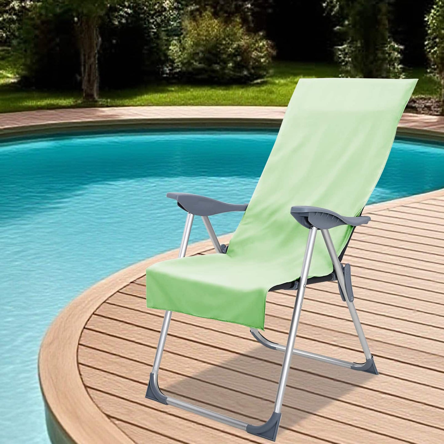 Utendørs Stol Håndklær 2 pcs grønn 130 x 60 cm