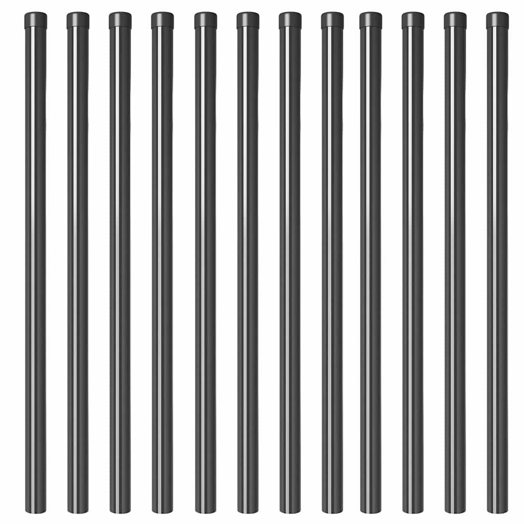Gjerdepåle 12 pcs Grå 110 cm Pulverlakkert stål