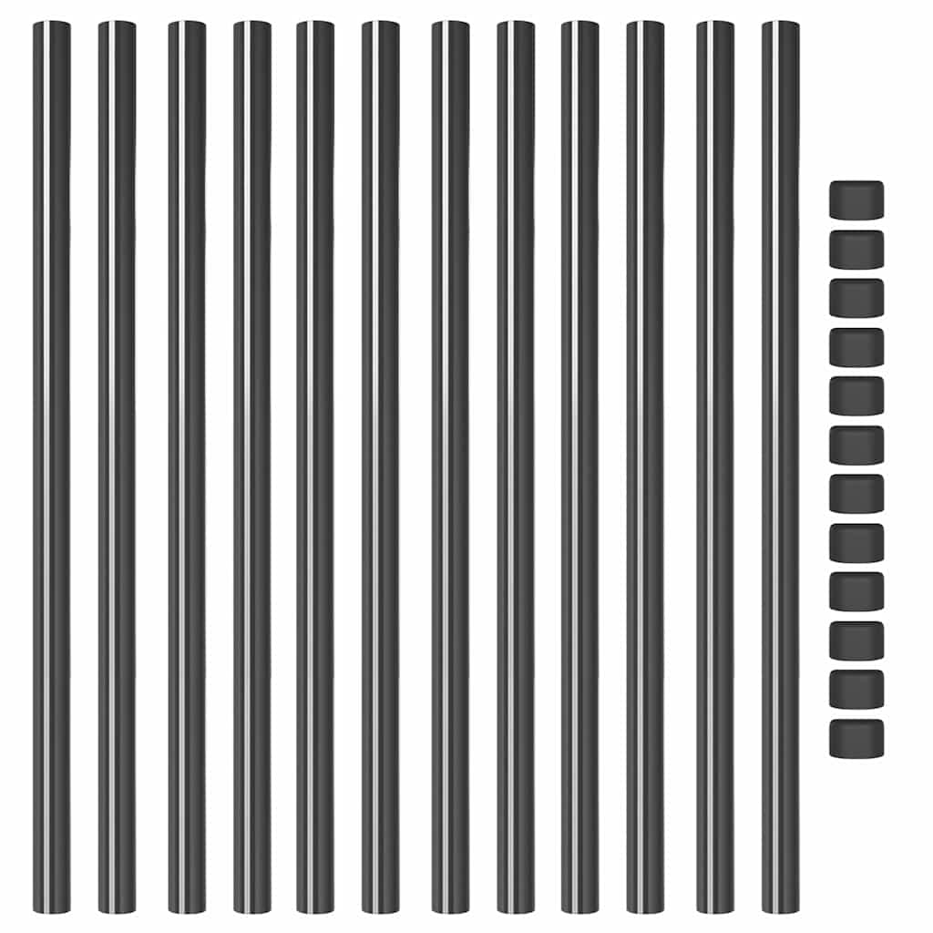 Gjerdepåle 12 pcs Grå 110 cm Pulverlakkert stål