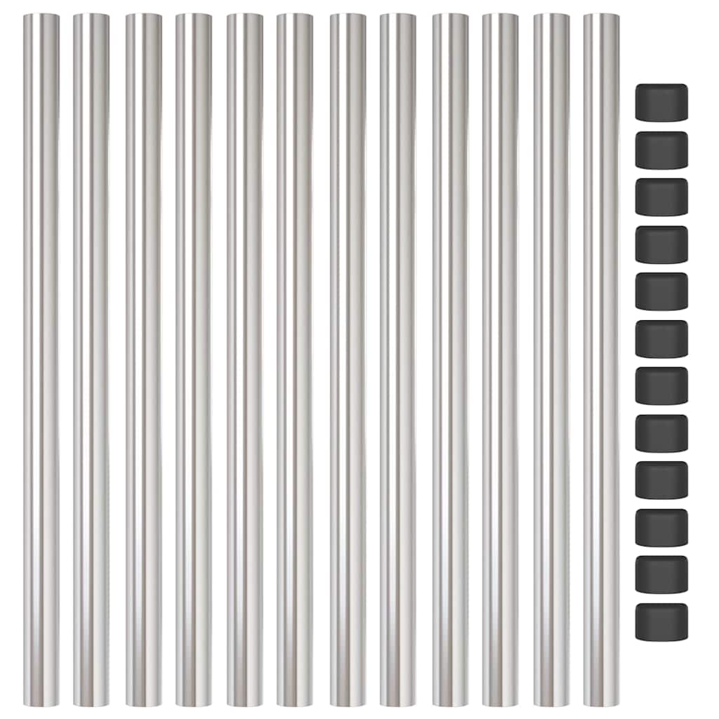 Gjerdepåle 12 pcs sølv 60 cm Pulverlakkert stål