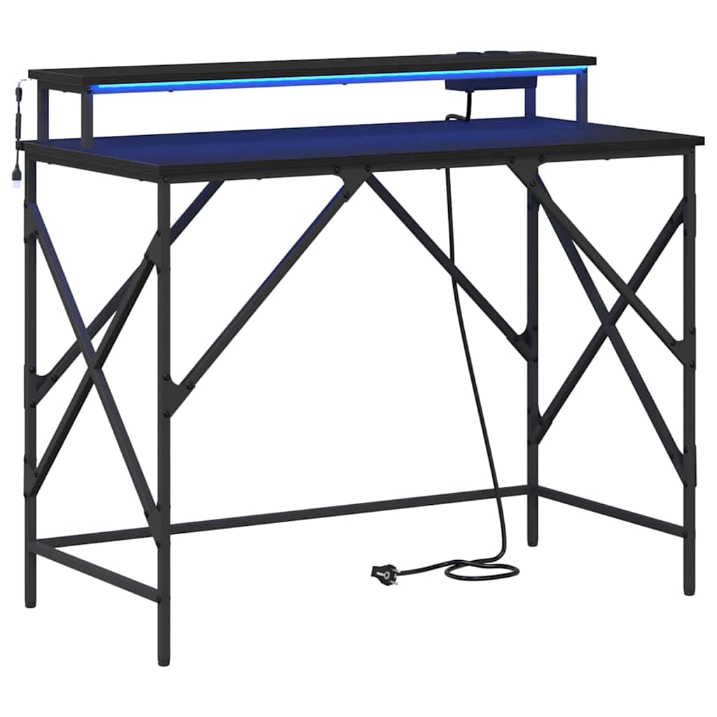 Skrivebord Svart Eik 100 x 50 x 86,5 cm Konstruert tre