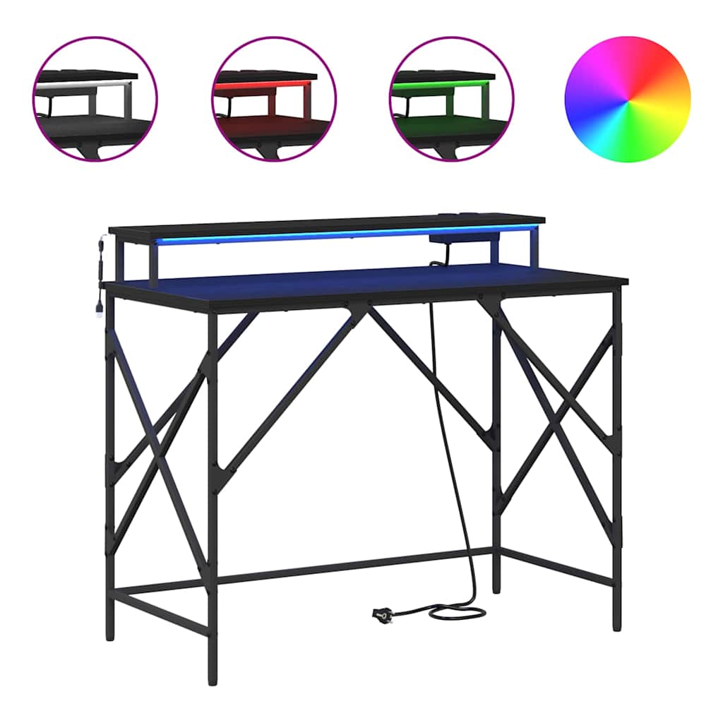 Skrivebord Svart Eik 100 x 50 x 86,5 cm Konstruert tre