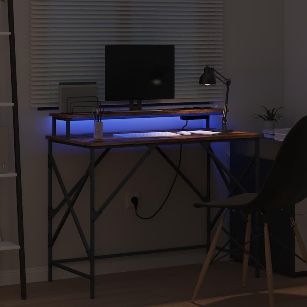 Skrivebord med hylle Røkt eik 100 x 50 x 86,5 cm Konstruert tre