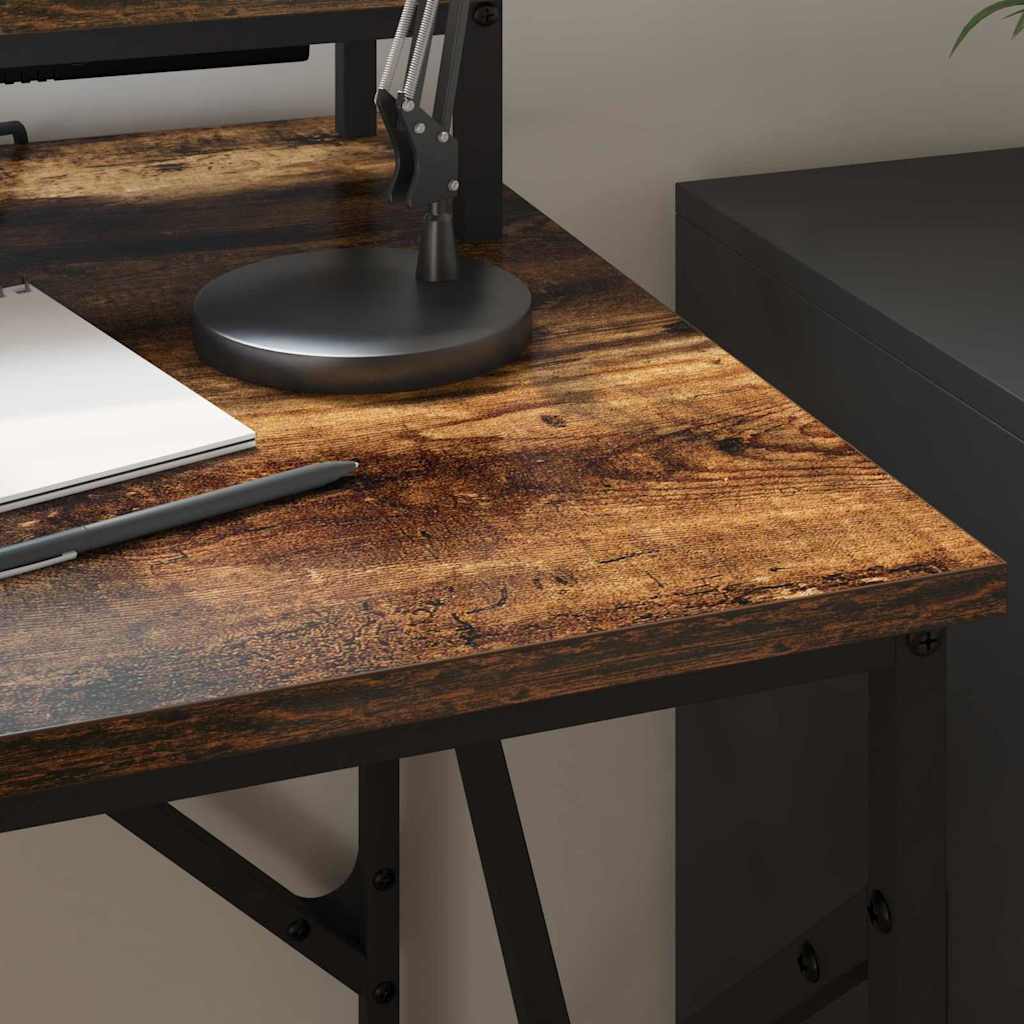 Skrivebord med hylle Røkt eik 100 x 50 x 86,5 cm Konstruert tre