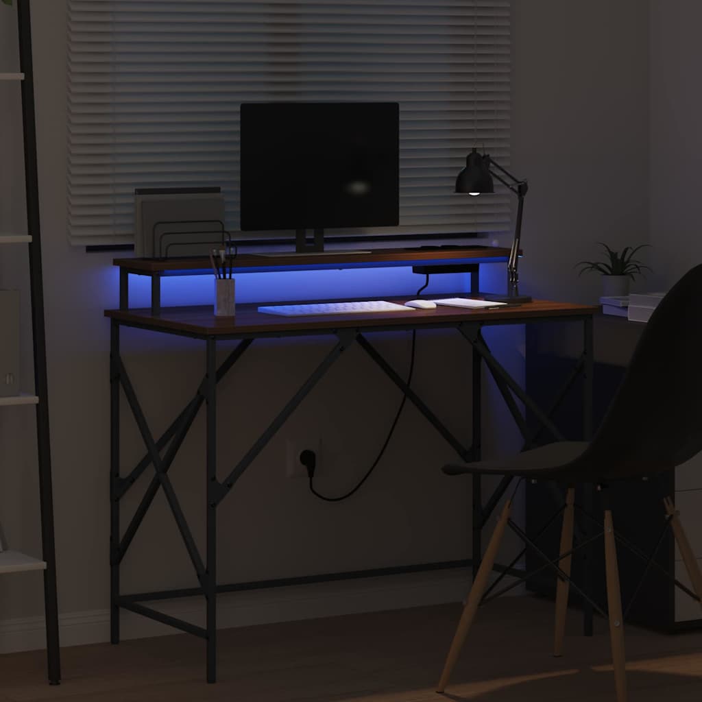 Skrivebord med hylle Brun Eik 100 x 50 x 86,5 cm Konstruert tre