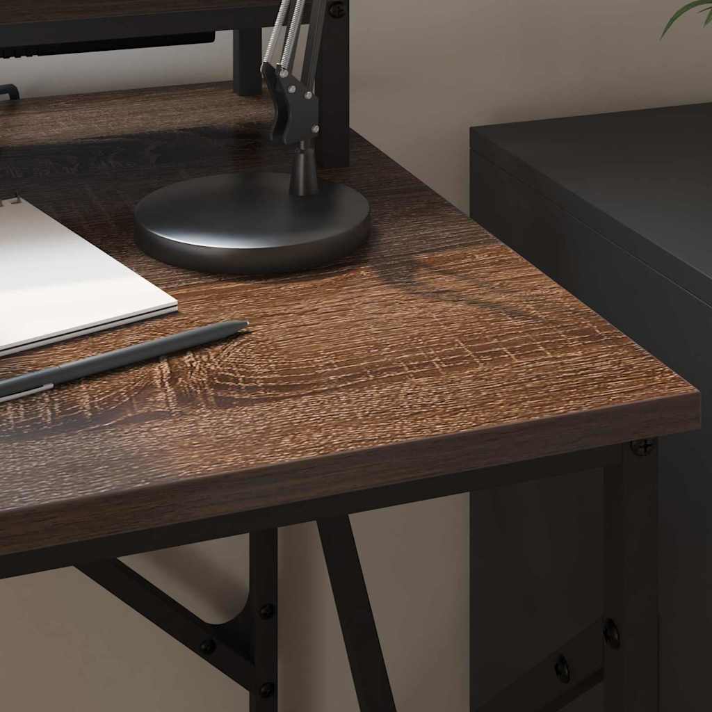 Skrivebord med hylle Brun Eik 100 x 50 x 86,5 cm Konstruert tre
