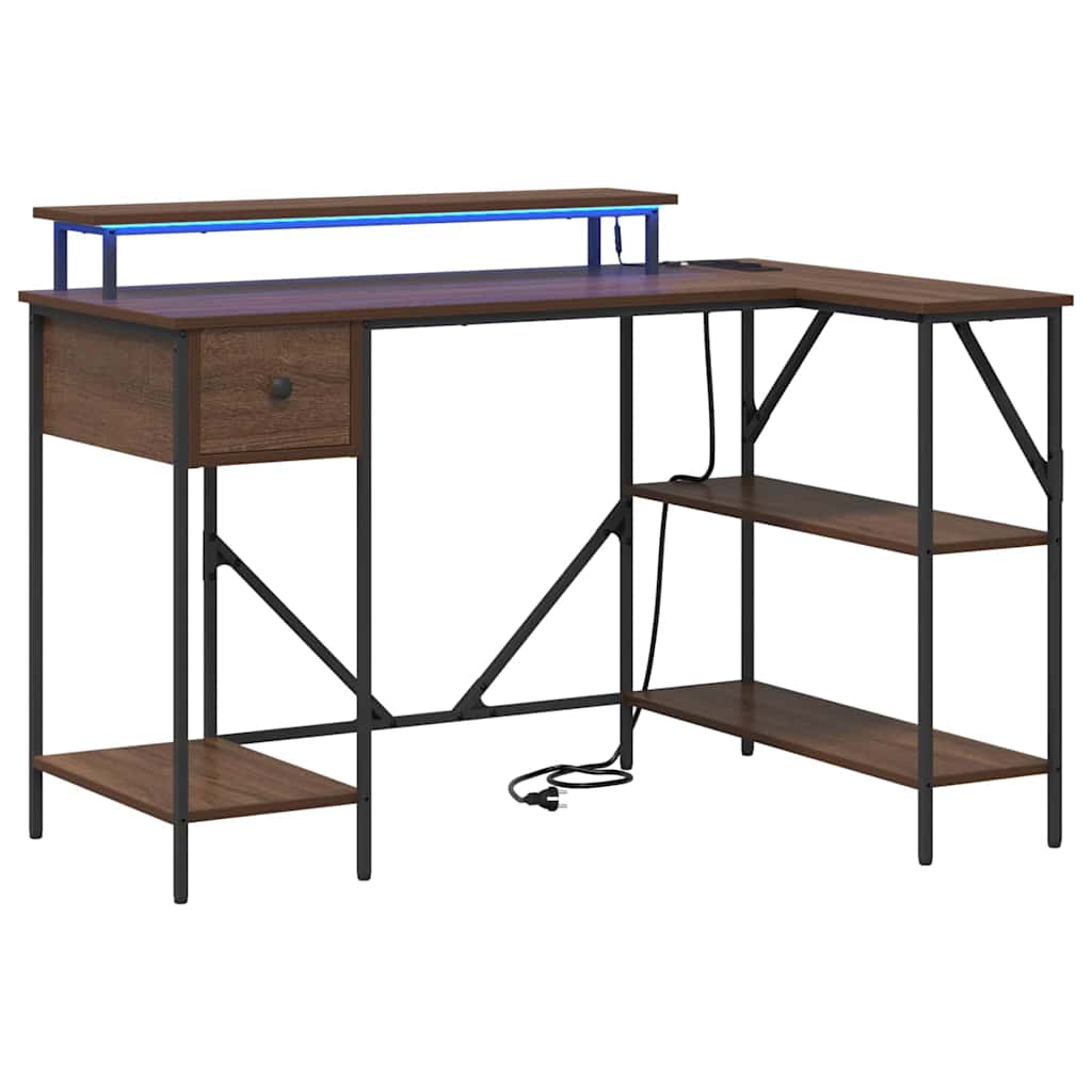 Skrivebord med skuff Brun Eik 120 x 79 x 86,5 cm Konstruert tre