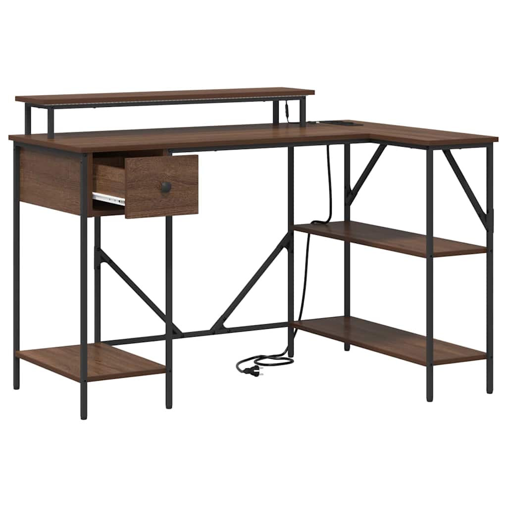 Skrivebord med skuff Brun Eik 120 x 79 x 86,5 cm Konstruert tre