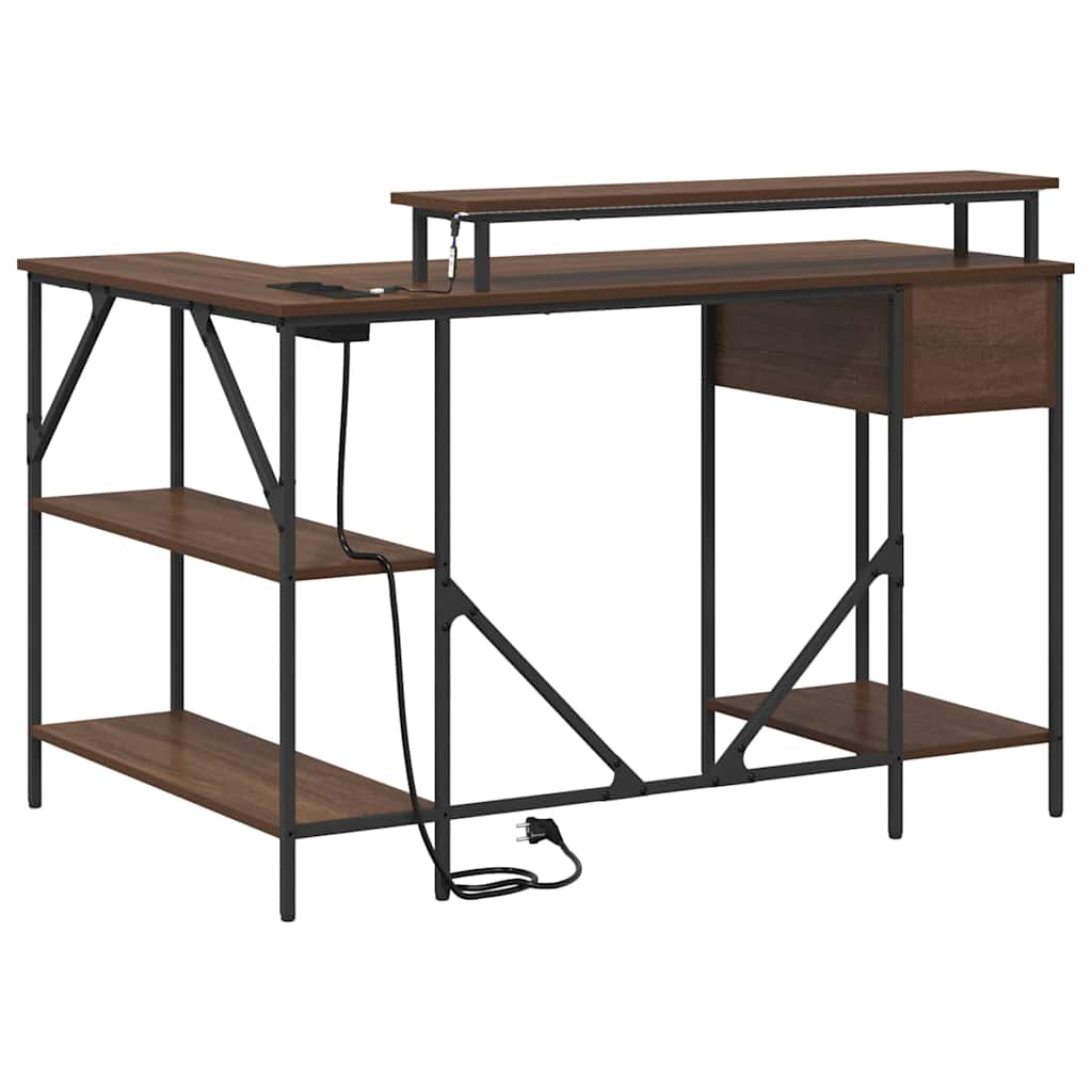 Skrivebord med skuff Brun Eik 120 x 79 x 86,5 cm Konstruert tre