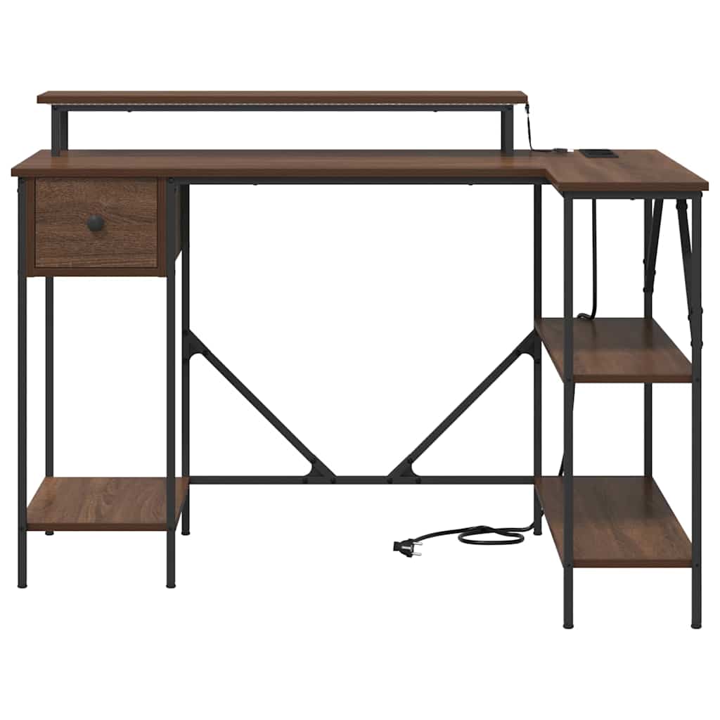 Skrivebord med skuff Brun Eik 120 x 79 x 86,5 cm Konstruert tre