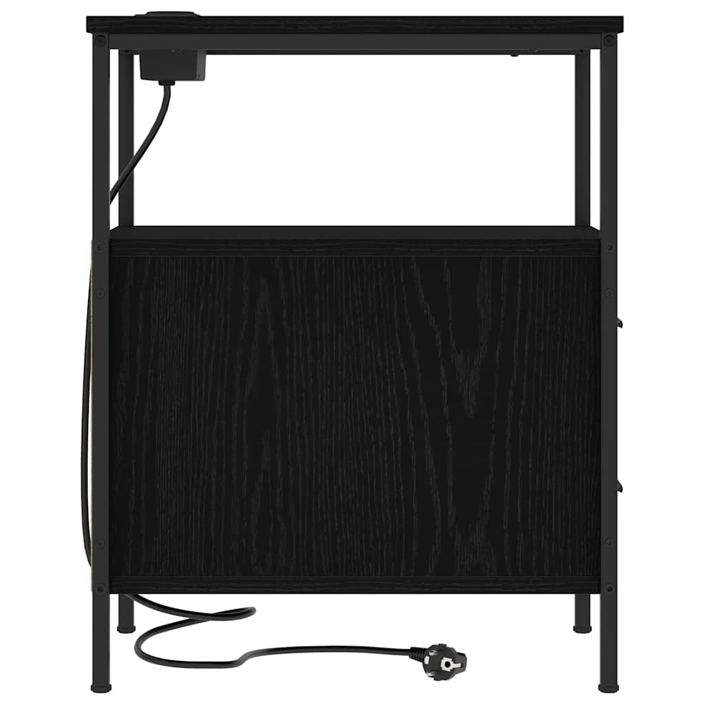 Nattbordskap med skuff Svart Eik 30 x 48 x 61 cm Konstruert tre