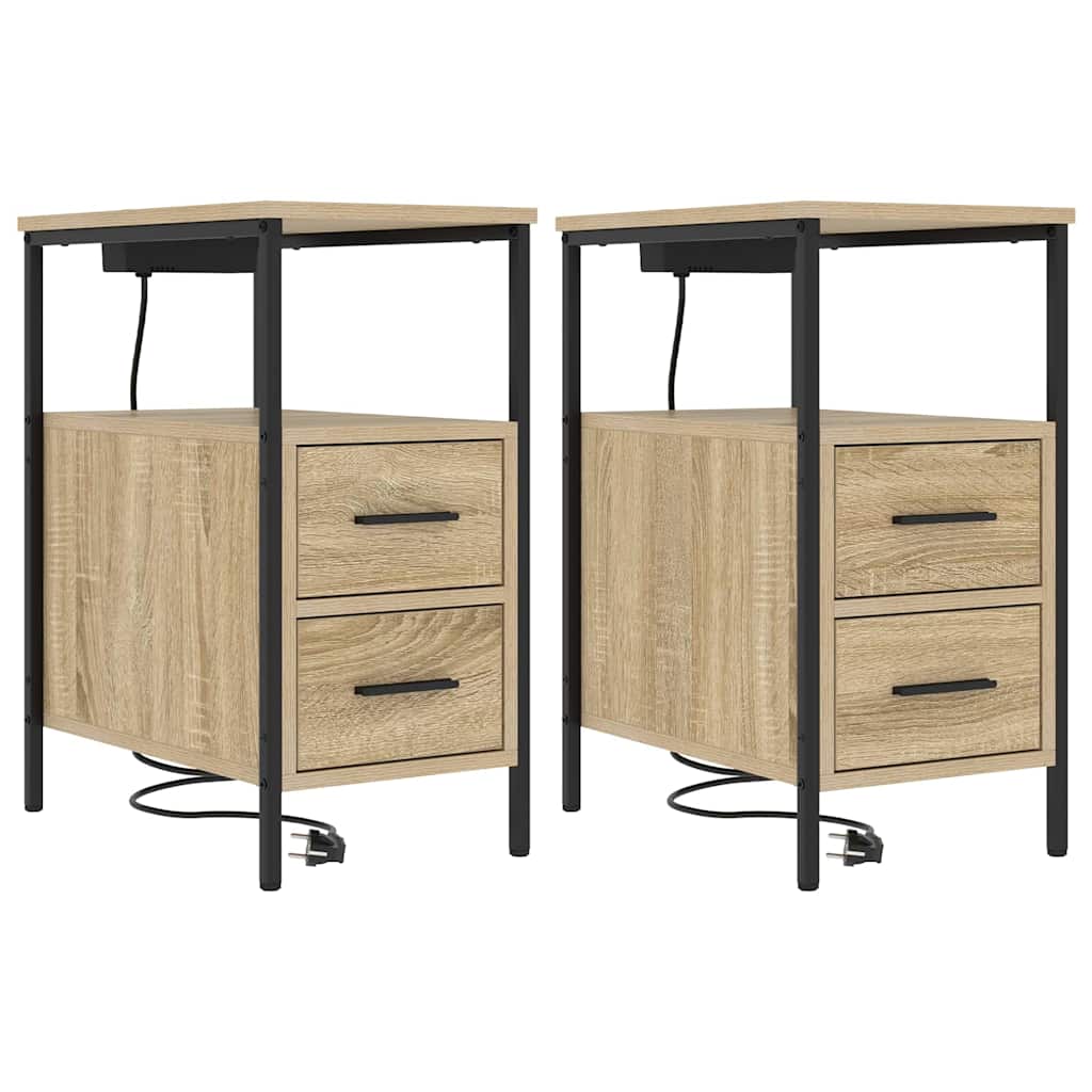 Nattbordskap 2 pcs Sonoma eik 30 x 48 x 61 cm Konstruert tre