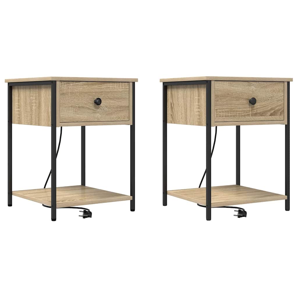 Nattbordskap 2 pcs Sonoma eik 42 x 41 x 56 cm Konstruert tre