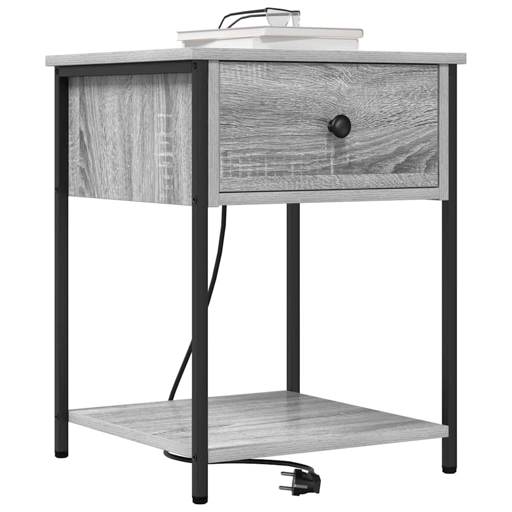 Nattbordskap 2 pcs Grå Sonoma 42 x 41 x 56 cm Konstruert tre