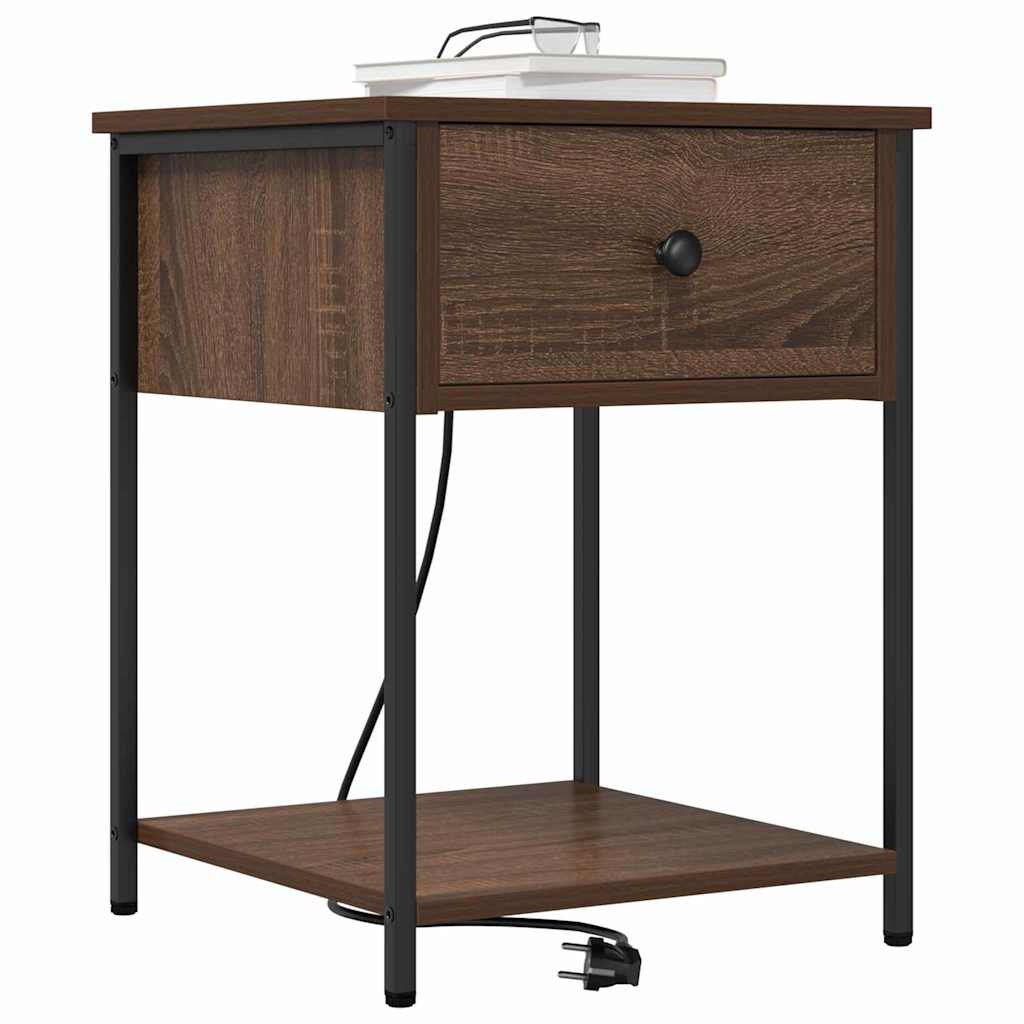 Nattbordskap 2 pcs Brun Eik 42 x 41 x 56 cm Konstruert tre