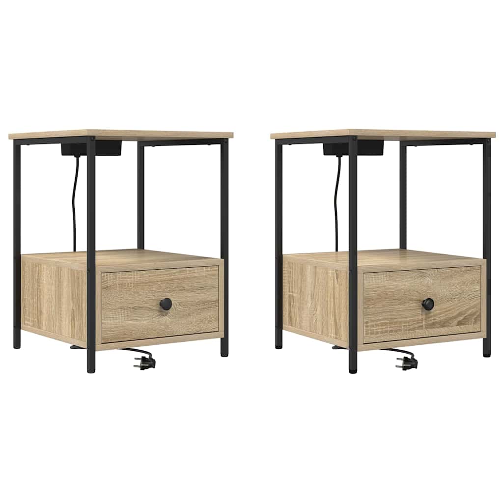 Nattbordskap 2 pcs Sonoma eik 42 x 41 x 56 cm Konstruert tre