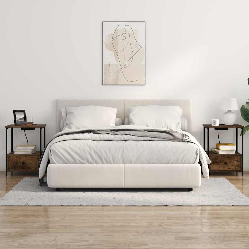 Nattbordskap 2 pcs Røkt eik 42 x 41 x 56 cm Konstruert tre