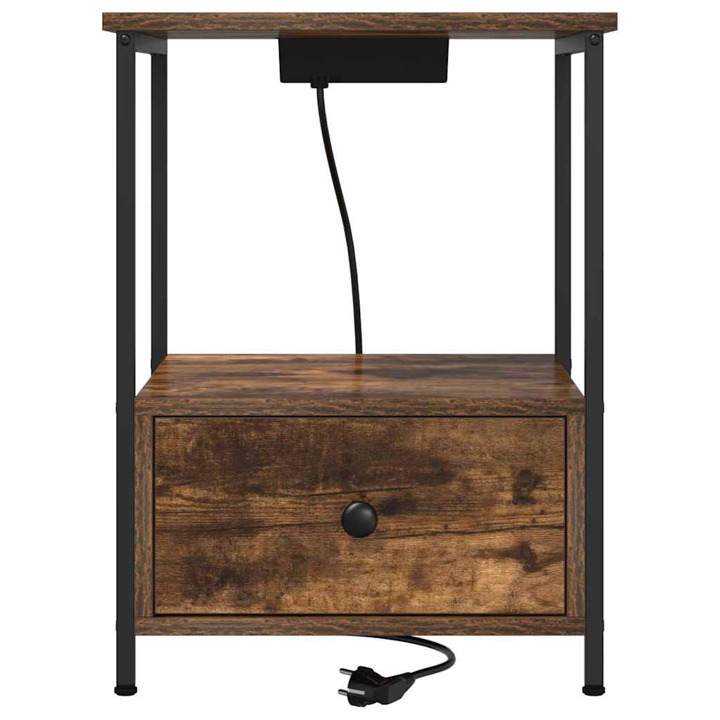 Nattbordskap 2 pcs Røkt eik 42 x 41 x 56 cm Konstruert tre