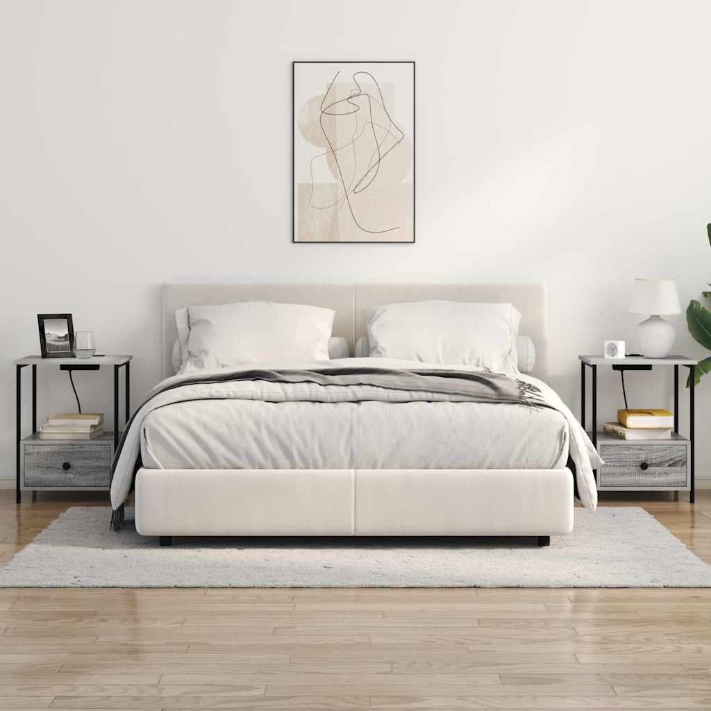Nattbordskap 2 pcs Grå Sonoma 42 x 41 x 56 cm Konstruert tre