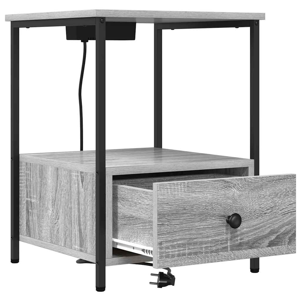 Nattbordskap 2 pcs Grå Sonoma 42 x 41 x 56 cm Konstruert tre