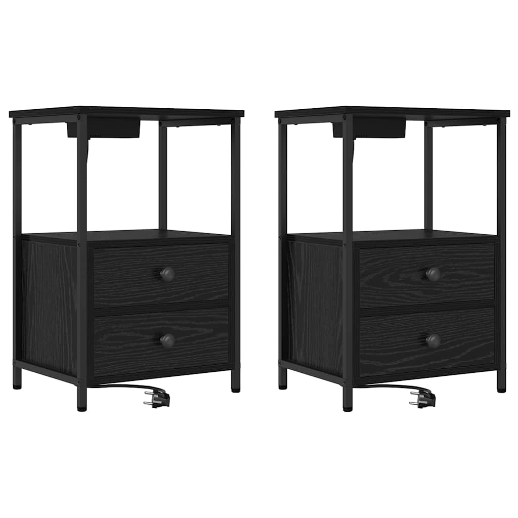 Nattbordskap 2 pcs Svart Eik 40 x 31 x 60 cm Konstruert tre