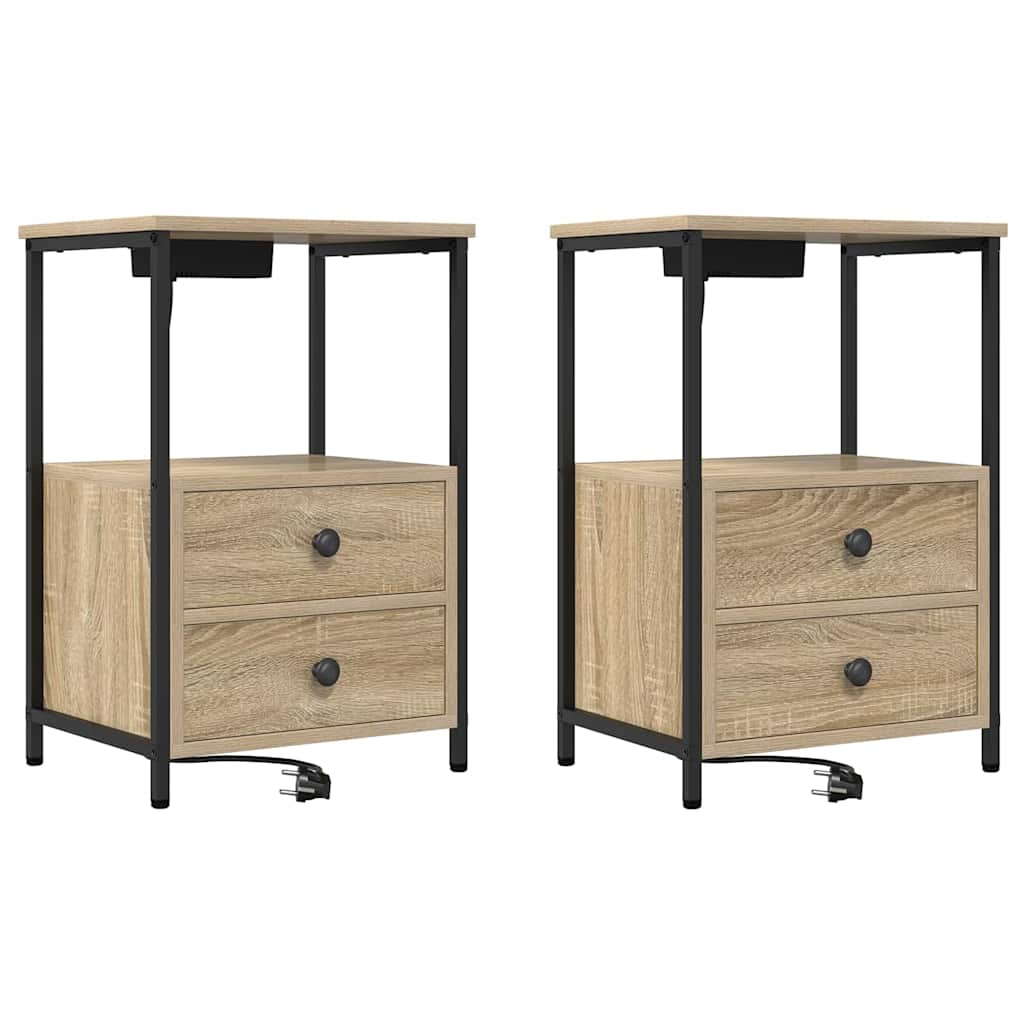 Nattbordskap 2 pcs Sonoma eik 40 x 31 x 60 cm Konstruert tre