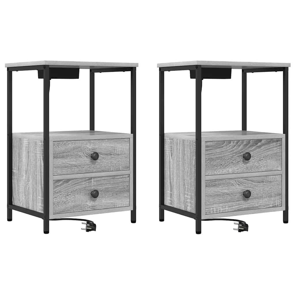 Nattbordskap 2 pcs Grå Sonoma 40 x 31 x 60 cm Konstruert tre