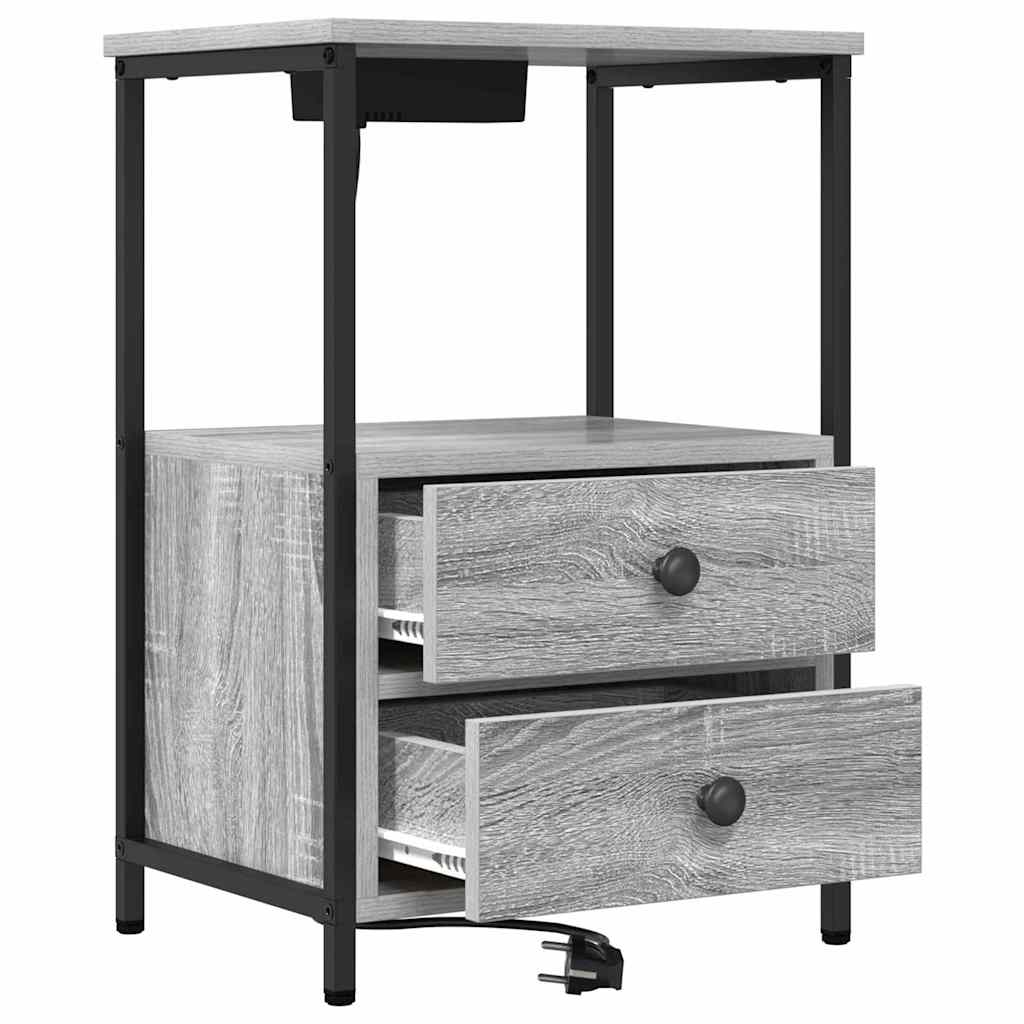 Nattbordskap 2 pcs Grå Sonoma 40 x 31 x 60 cm Konstruert tre