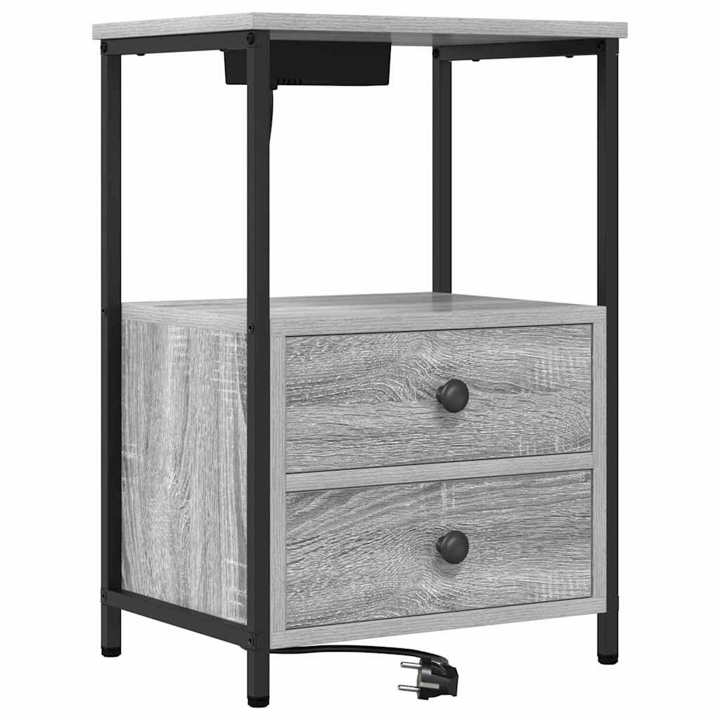 Nattbordskap 2 pcs Grå Sonoma 40 x 31 x 60 cm Konstruert tre