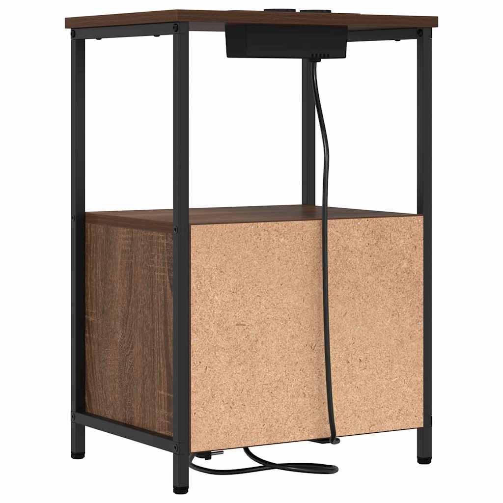 Nattbordskap med skuff Brun Eik 40 x 31 x 60 cm Konstruert tre