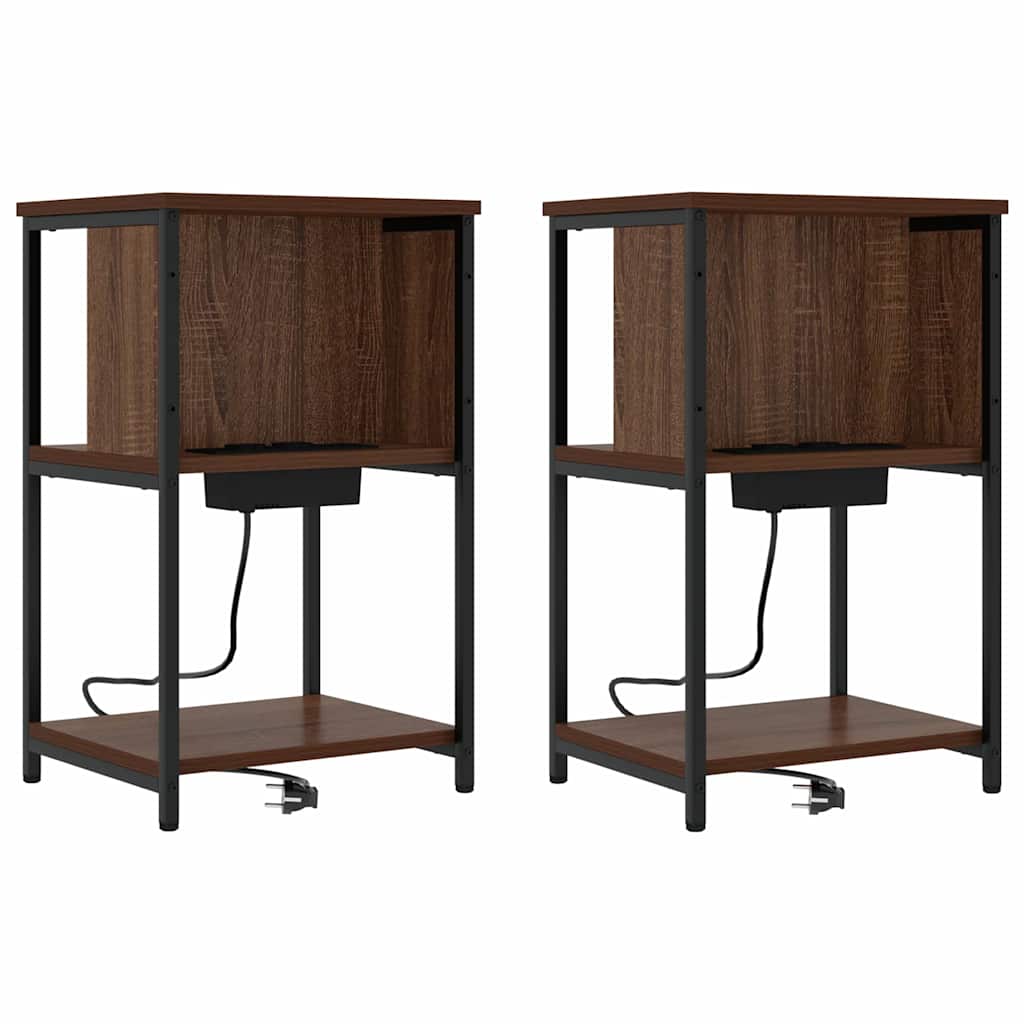 Nattbordskap 2 pcs Brun Eik 38 x 31 x 61 cm Konstruert tre