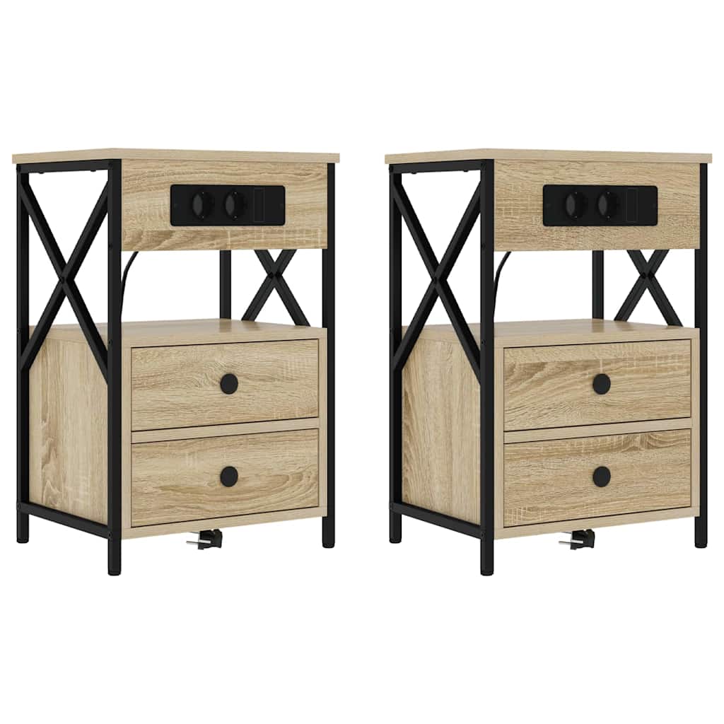Nattbordskap 2 pcs Sonoma eik 40 x 31 x 60 cm Konstruert tre