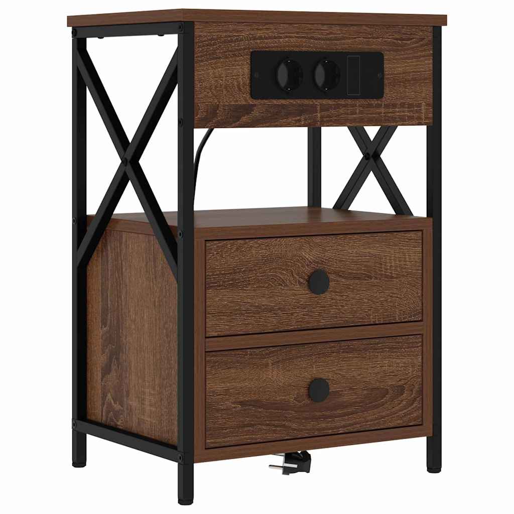 Nattbordskap 2 pcs Brun Eik 40 x 31 x 60 cm Konstruert tre