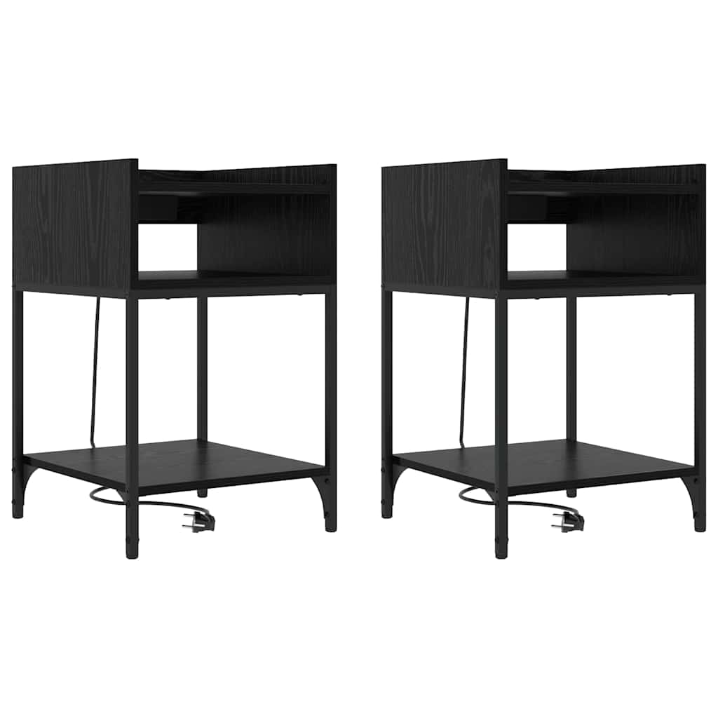 Nattbordskap 2 pcs Svart Eik 40 x 40 x 61 cm Konstruert tre
