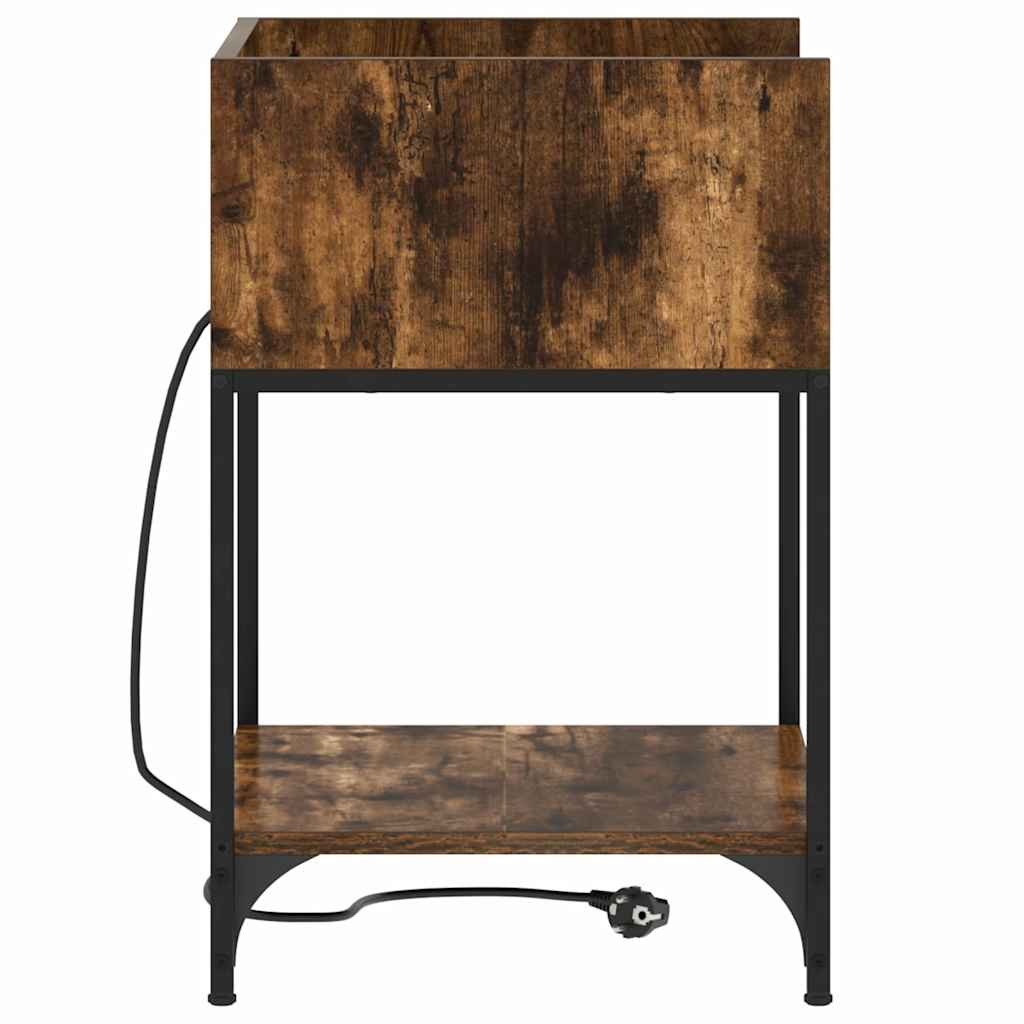Nattbordskap med hylle Røkt eik 40 x 40 x 61 cm Konstruert tre